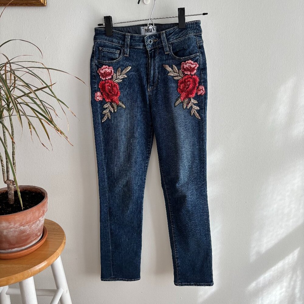 PAIGE jacqueline straight leg with rose patch details